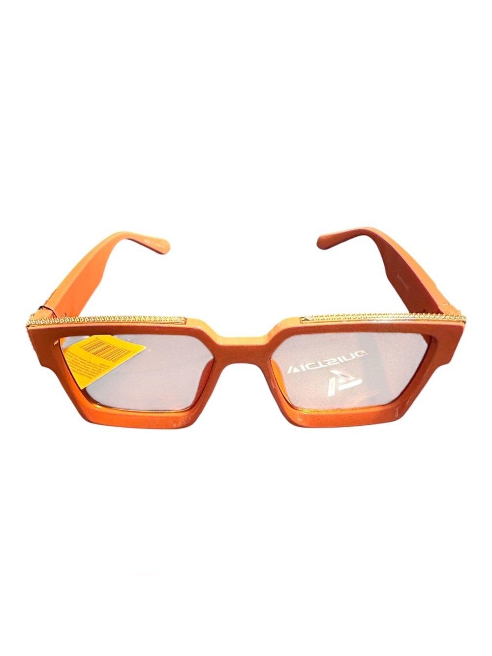 Orange Rhinestone Accent Geometric Sunglasses
S31